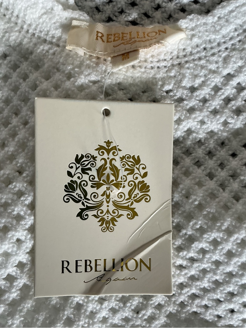 NWT Rebellion White Crochet Floral Crop Tank Top - Picture 7 of 7